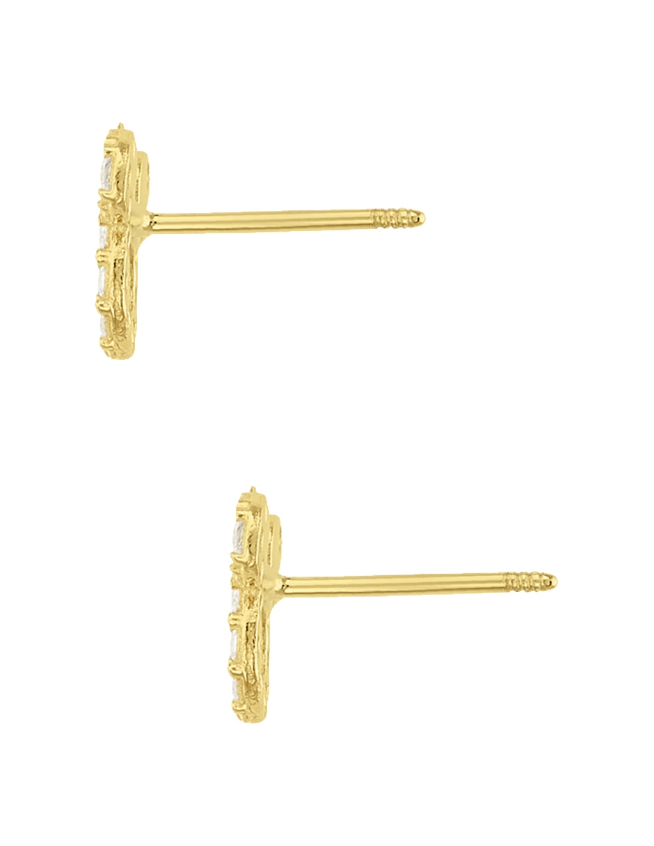 Broqueles Disney de oro amarillo 14 K con acabado pavé zirconia 4