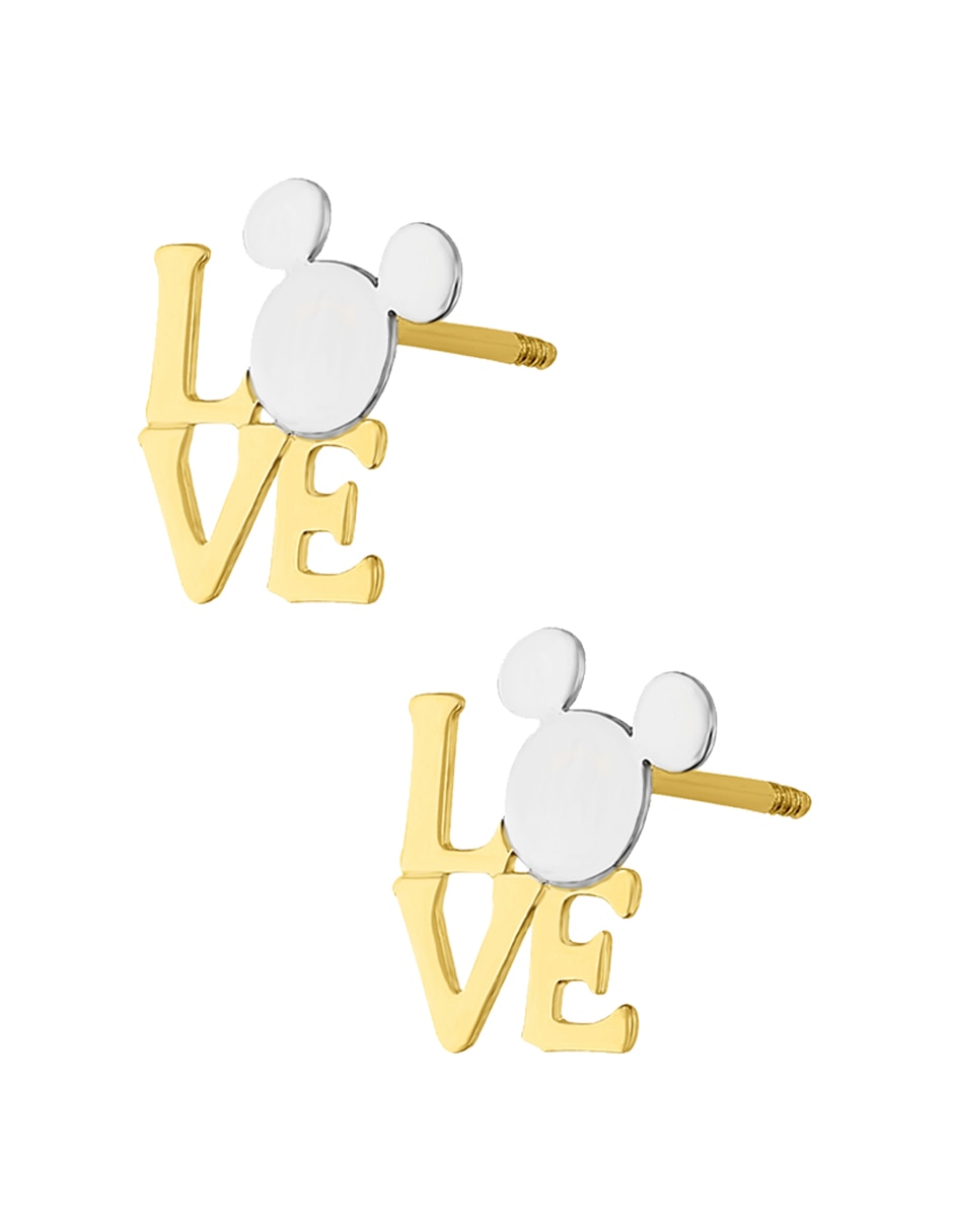 Broqueles Disney de oro amarillo 14 K con acabado brillante 2