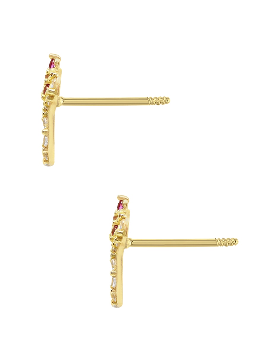 Broqueles Disney de oro amarillo 14 K con acabado pavé zirconia 4
