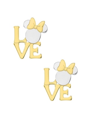 Broqueles de letra Disney de oro amarillo 14 K con acabado pulido 1