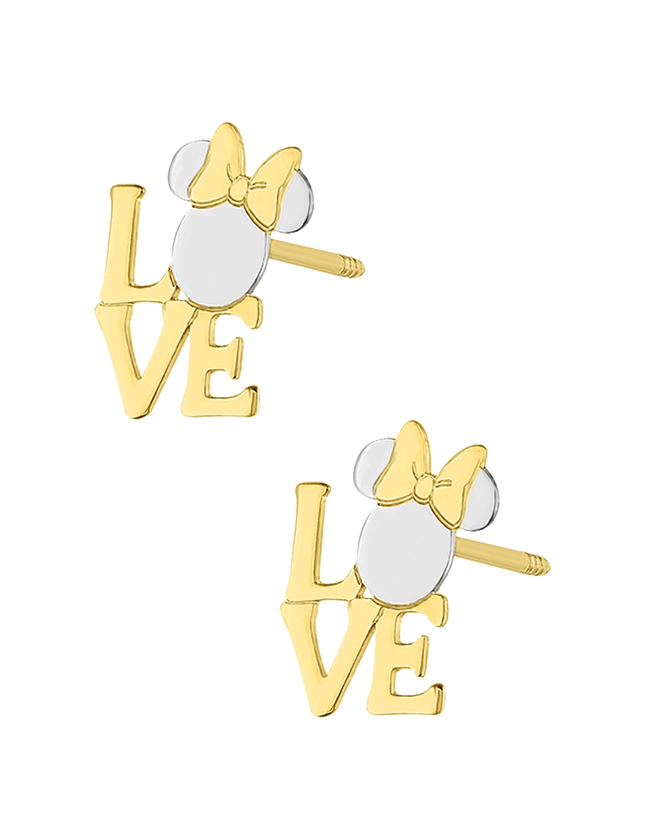 Broqueles de letra Disney de oro amarillo 14 K con acabado pulido 2