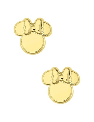 Broqueles Disney Minnie Mouse de oro amarillo 14 K con acabado brillante 1