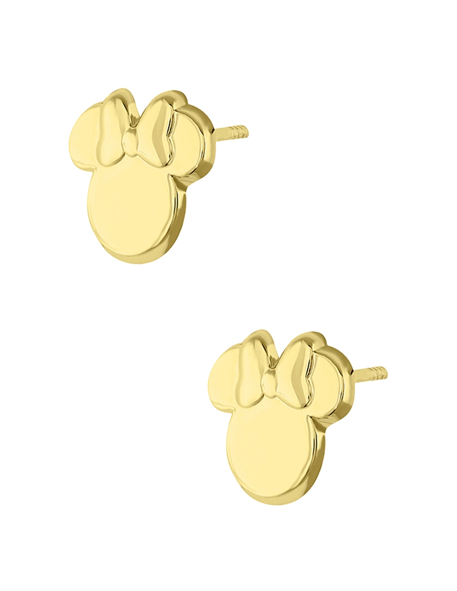 Broqueles Disney Minnie Mouse de oro amarillo 14 K con acabado brillante 2