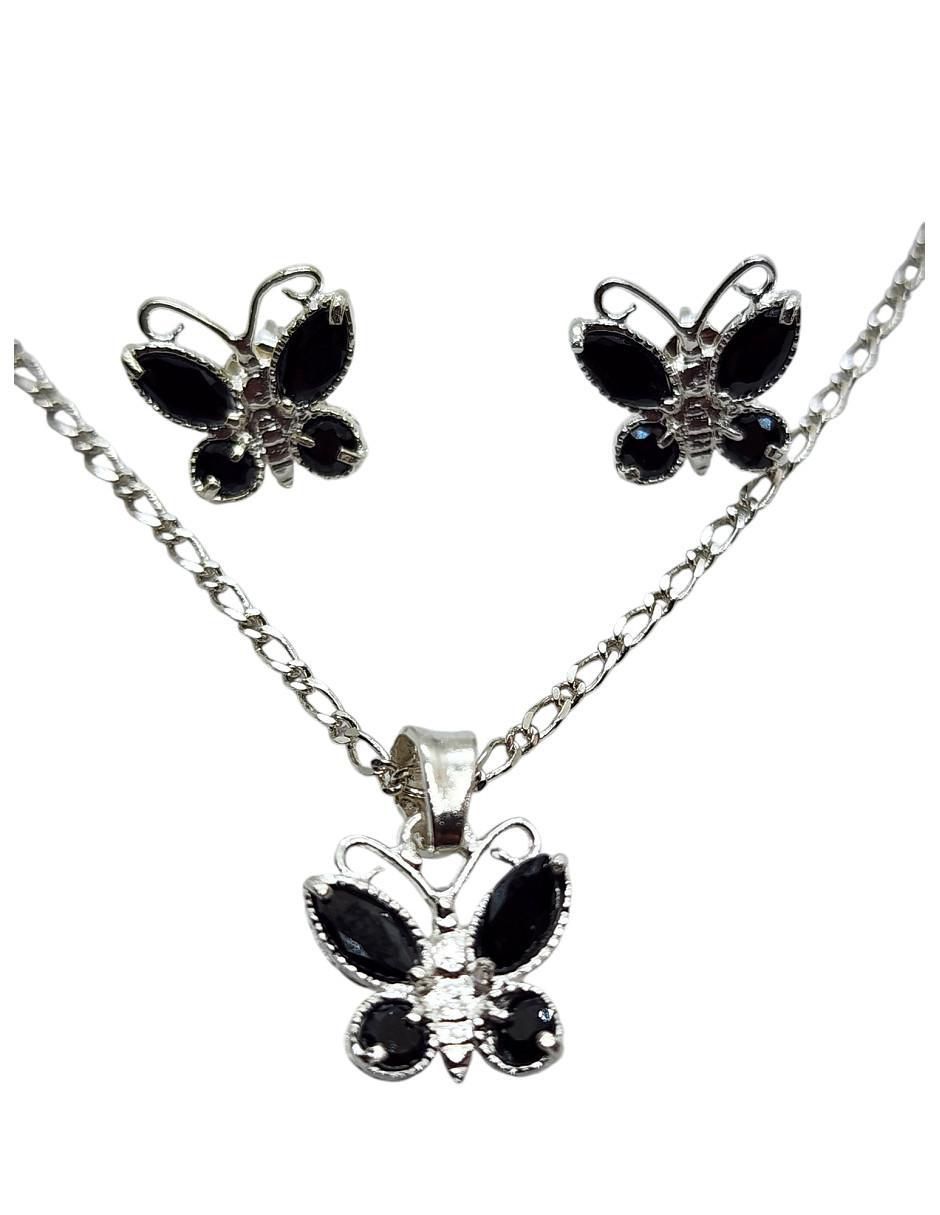 Aretes y collar de mariposa Insectos de plata p 925 zirconia Aretes y collar de mariposa Insectos de plata p 925 zirconia