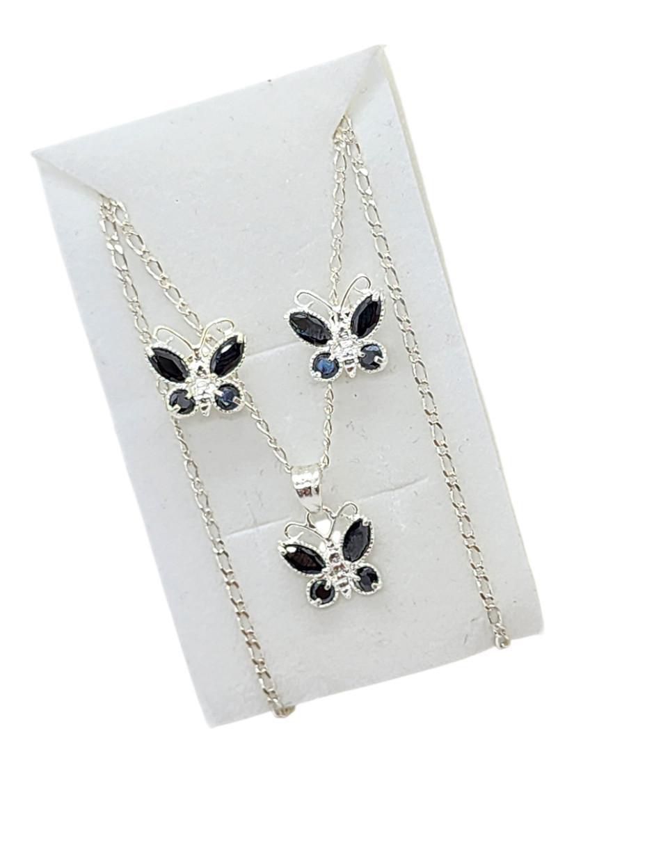 Aretes y collar de mariposa Insectos de plata p 925 zirconia 4