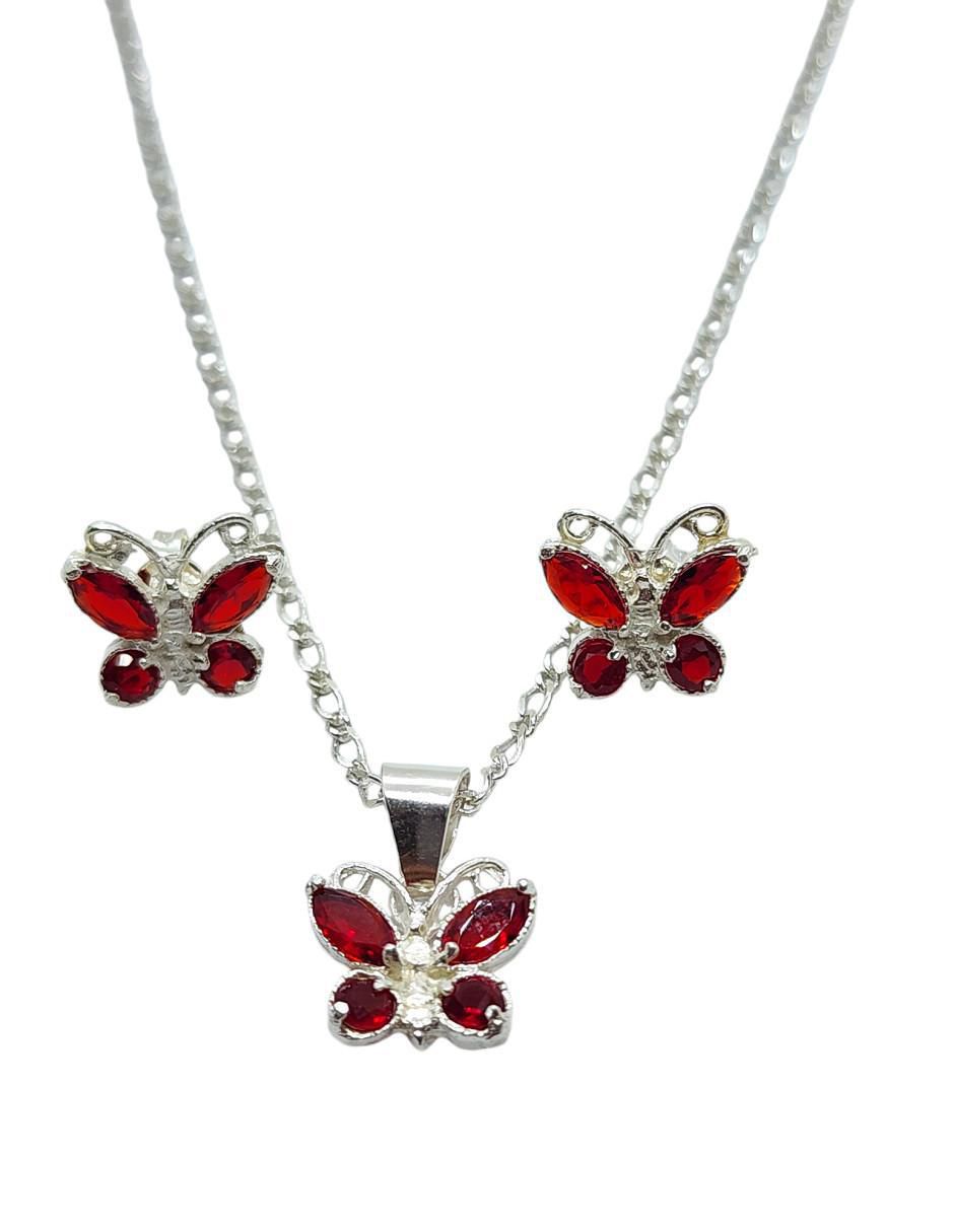 Aretes y collar de mariposa Insectos de plata p 925 zirconia