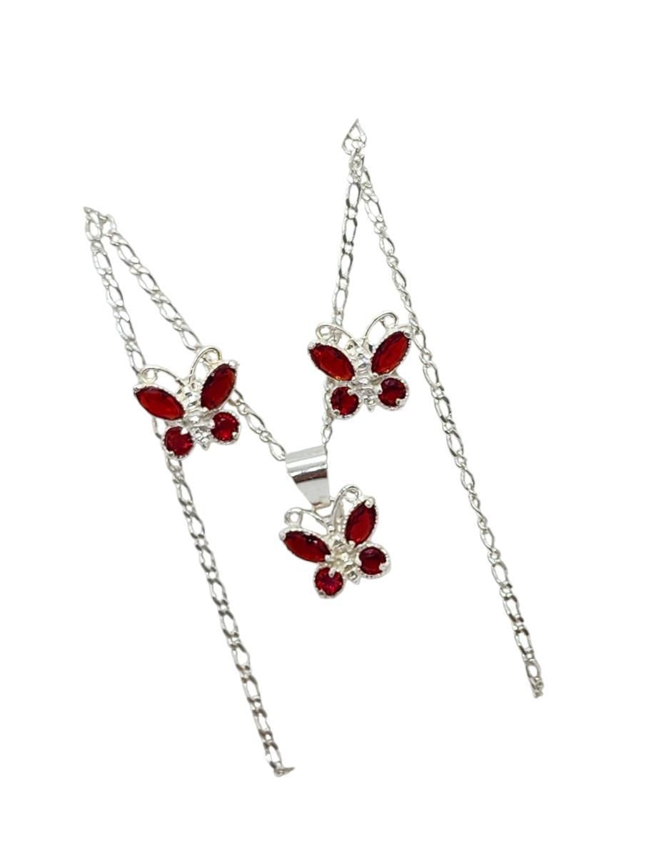 Aretes y collar de mariposa Insectos de plata p 925 zirconia 4