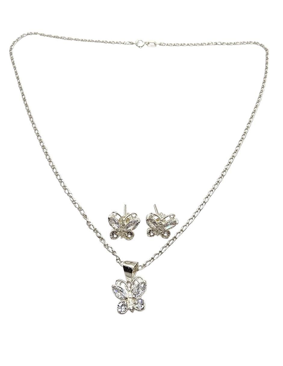 Aretes y collar de mariposa Limerence by Claudia Herrera Insecto de plata p 925 zirconia 2