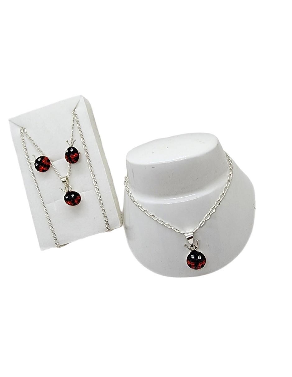 Aretes, collar y pulsera de catarina Limerence by Claudia Herrera Mariquita de plata p 925 zirconia 4