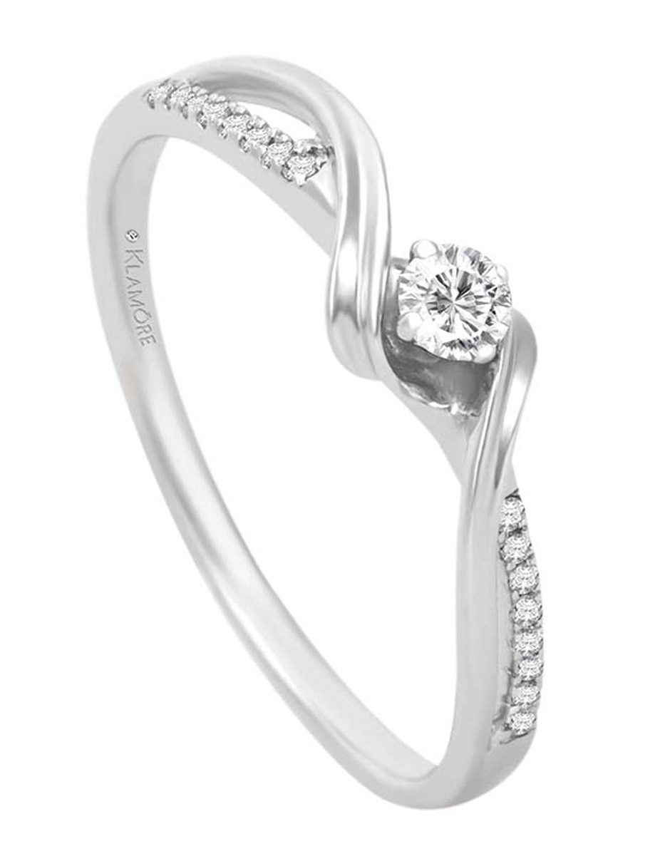 Solitario de oro blanco 14 k Yeli diamante 4