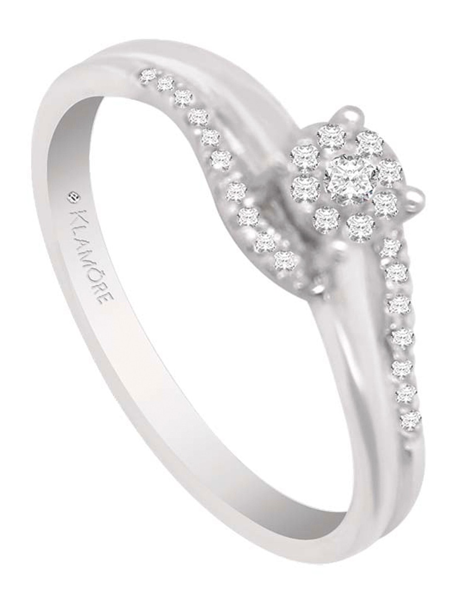 Solitario de oro blanco 14 k Klamore Mabel diamante