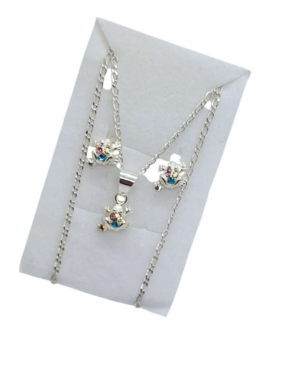 Aretes y collar de rana Limerence by Claudia Herrera Anfibio de plata p 925 zirconia 4