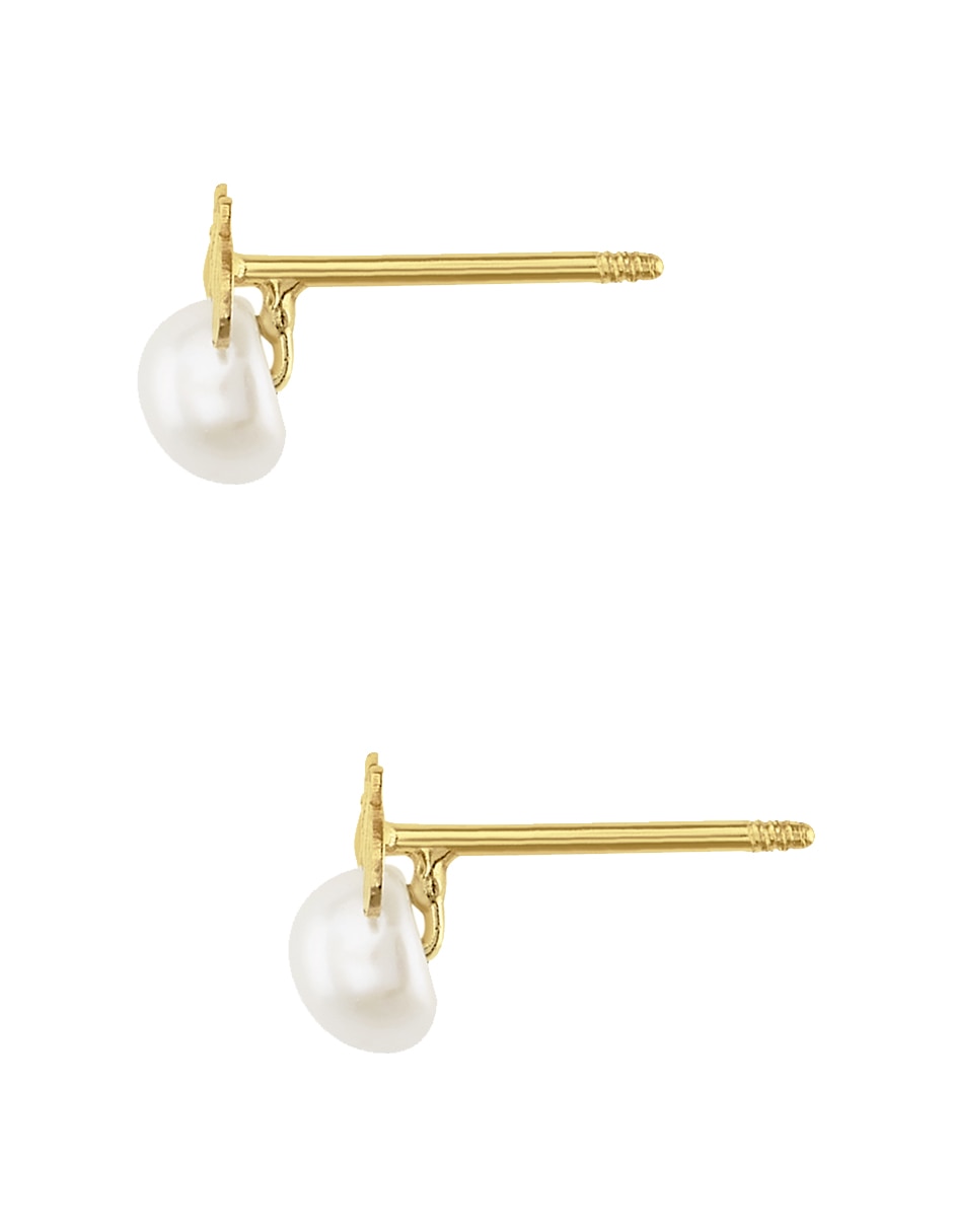 Broqueles Disney de oro 14 k con acabado brillante perla Broqueles Disney de oro 14 k con acabado brillante perla