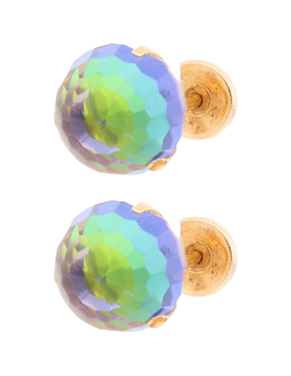 Broqueles de esfera Casal de oro 14 K con acabado pavé zirconia
