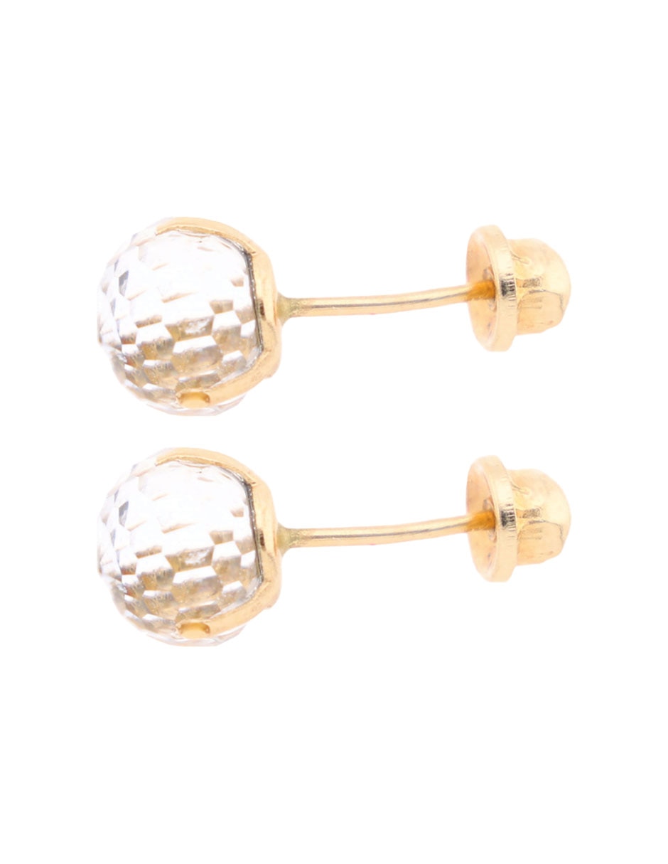 Broqueles de esfera de oro 14 K con acabado pavé zirconia Broqueles de esfera de oro 14 K con acabado pavé zirconia
