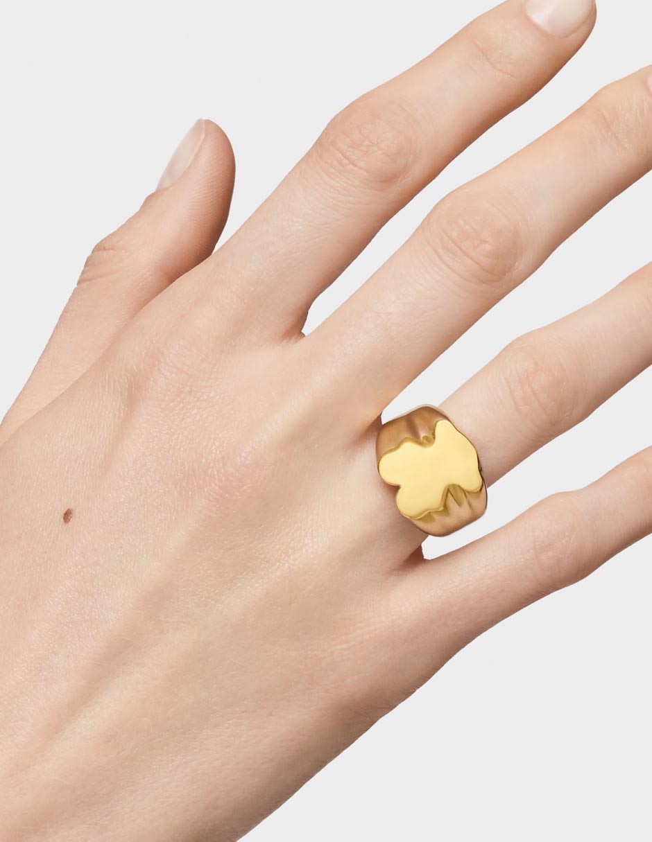 Anillo de oso Sweet Dolls de plata P 925 con acabado baño de oro