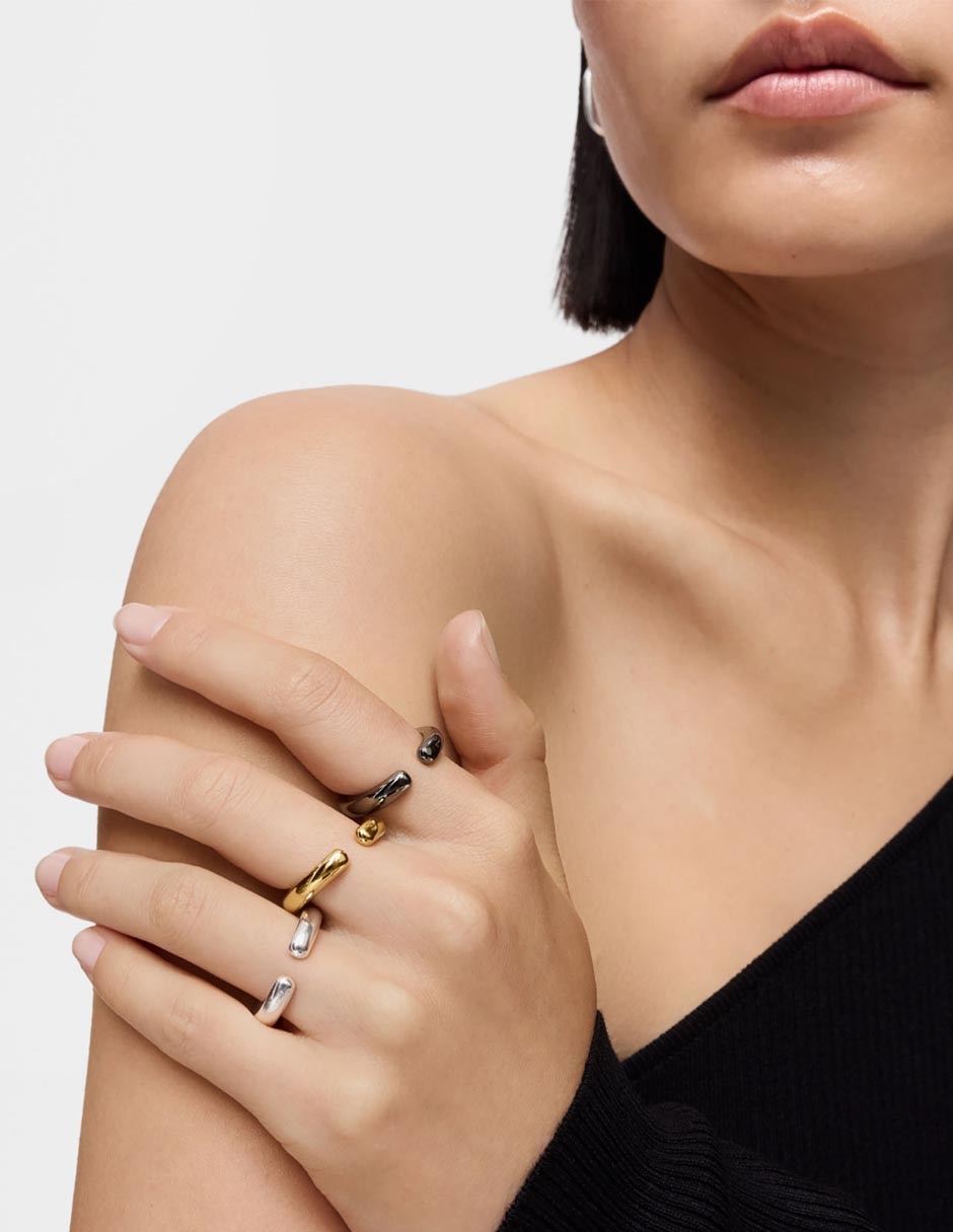 Anillo Line de plata brillante 2
