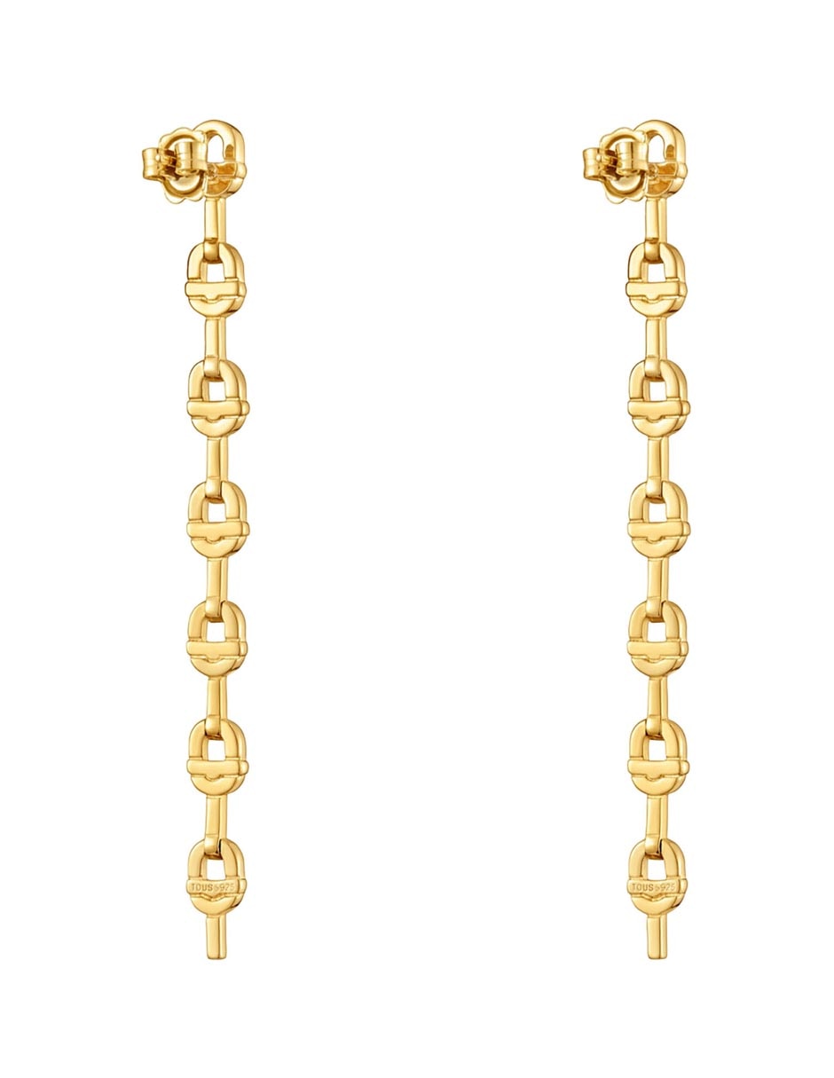 Aretes de eslabones tous de plata p 925 con acabado baño de oro