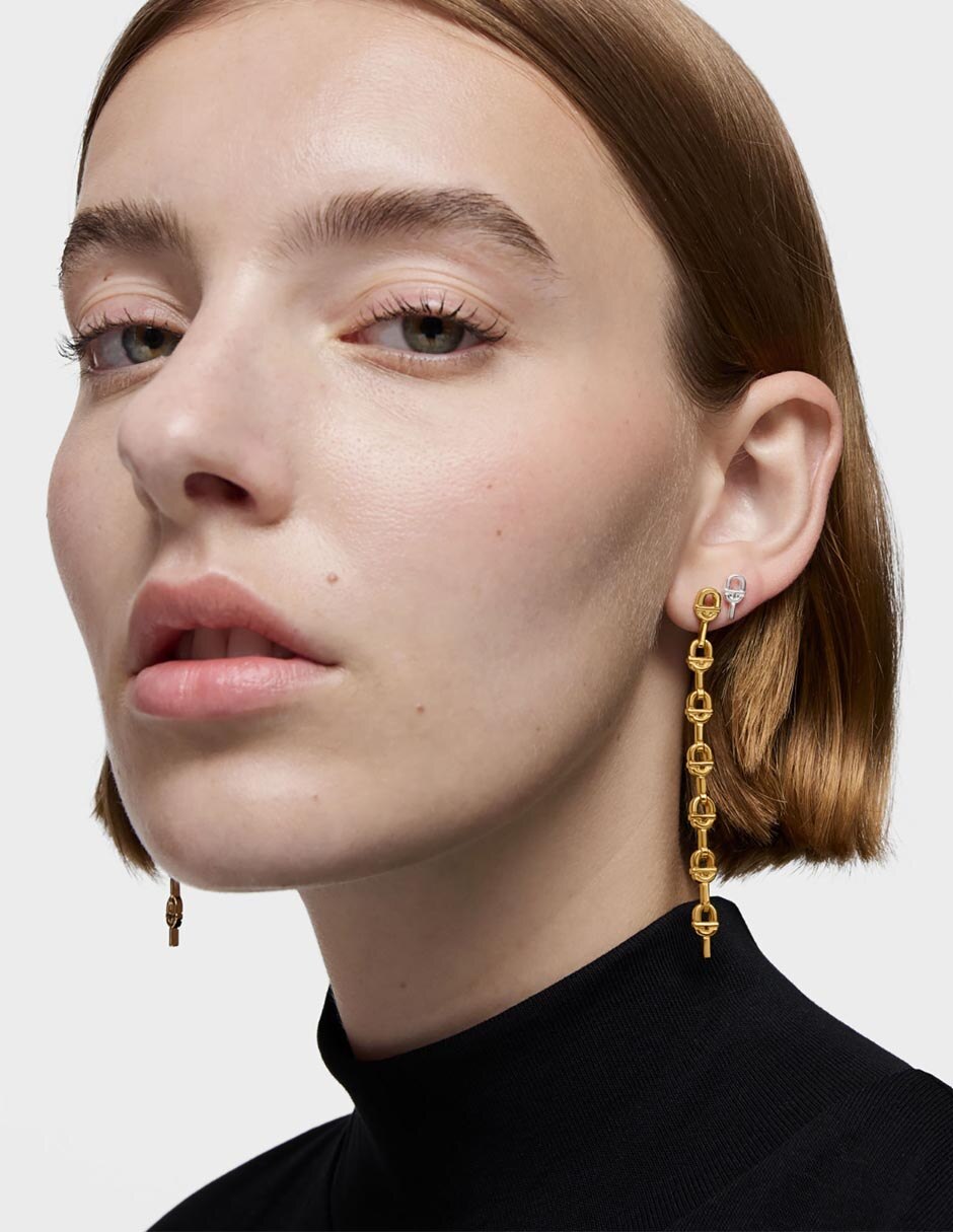 Aretes de eslabones tous de plata p 925 con acabado baño de oro