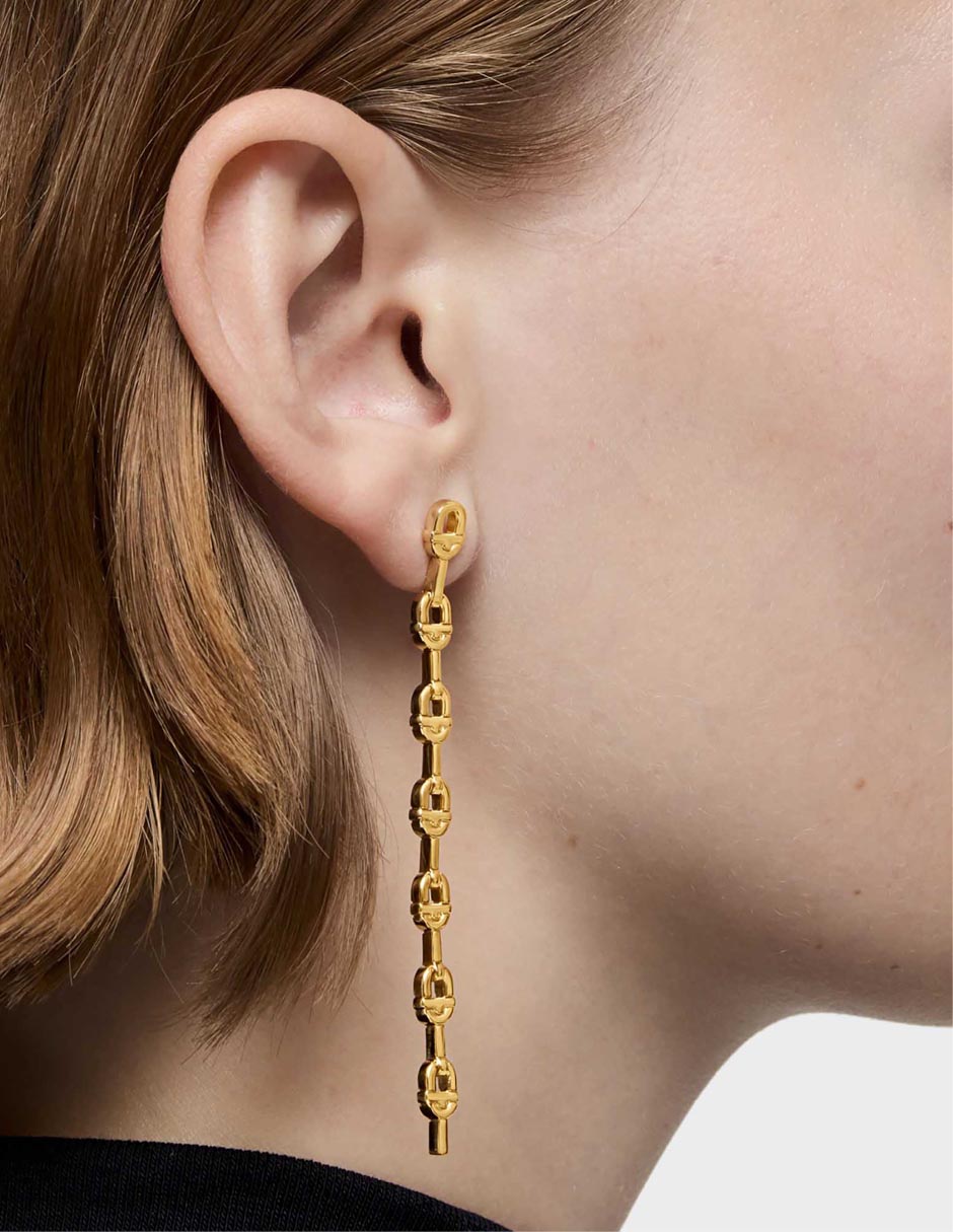 Aretes de eslabones tous de plata p 925 con acabado baño de oro