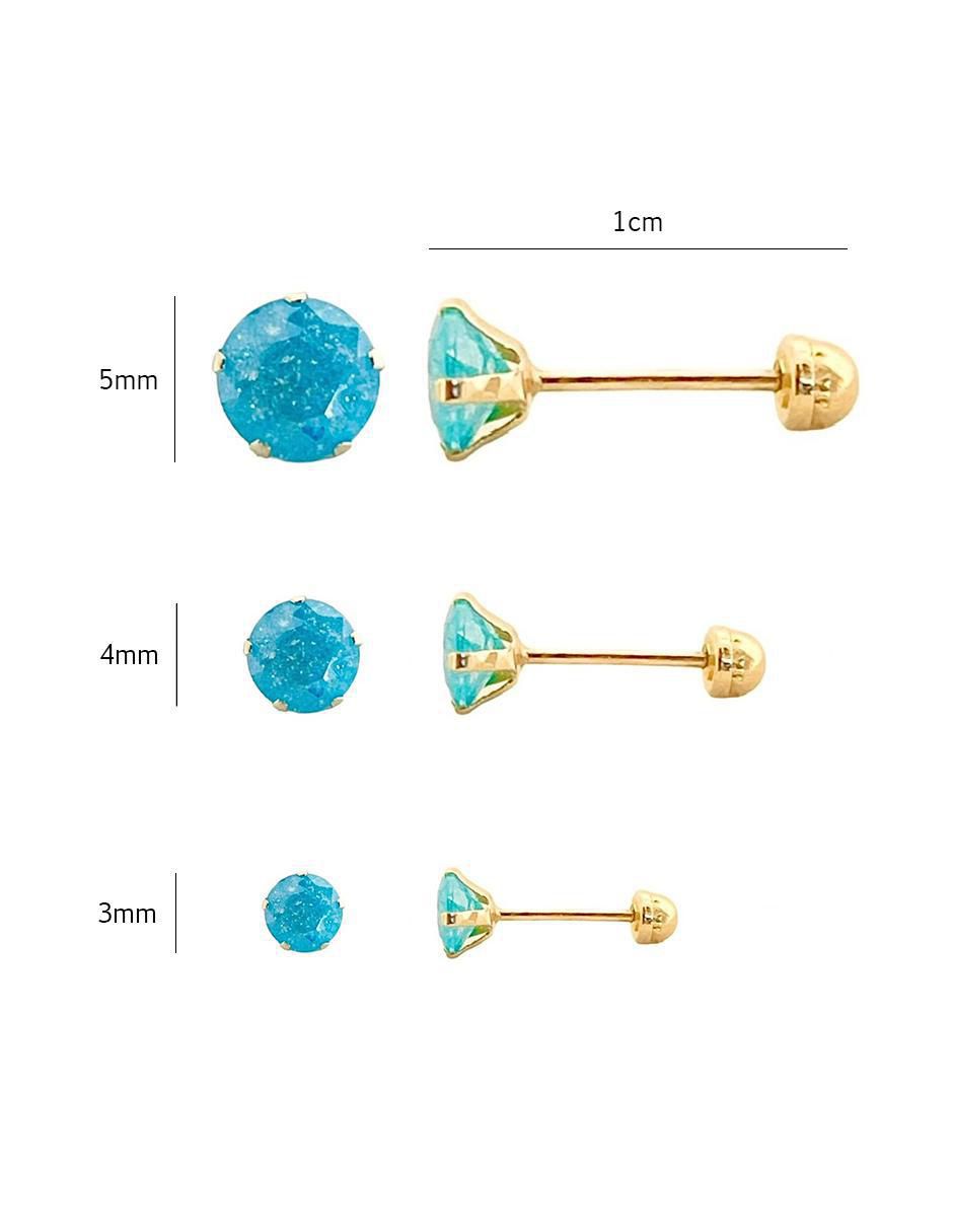 Set de aretes redondos de oro 10 K con acabado brillante 5