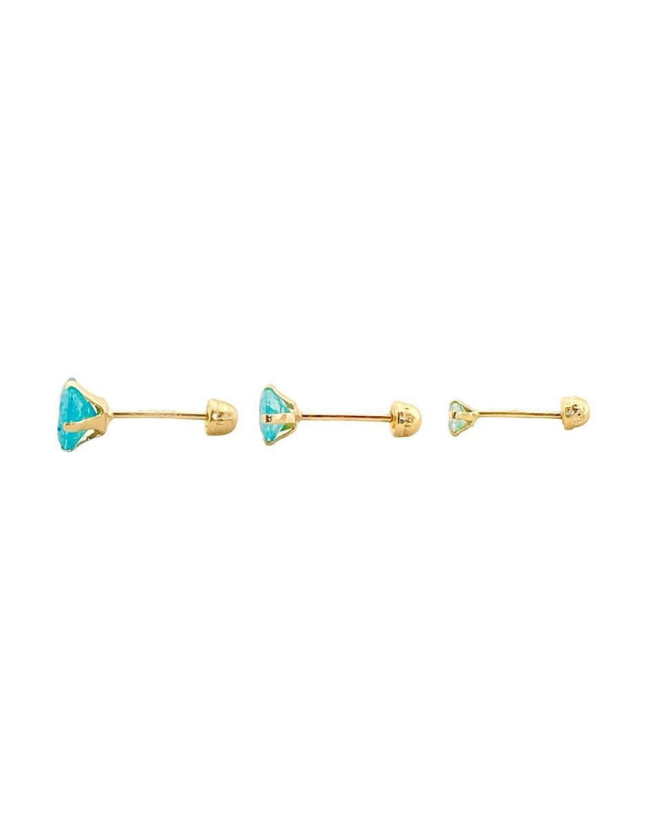 Set de aretes redondos de oro 10 K con acabado brillante 4