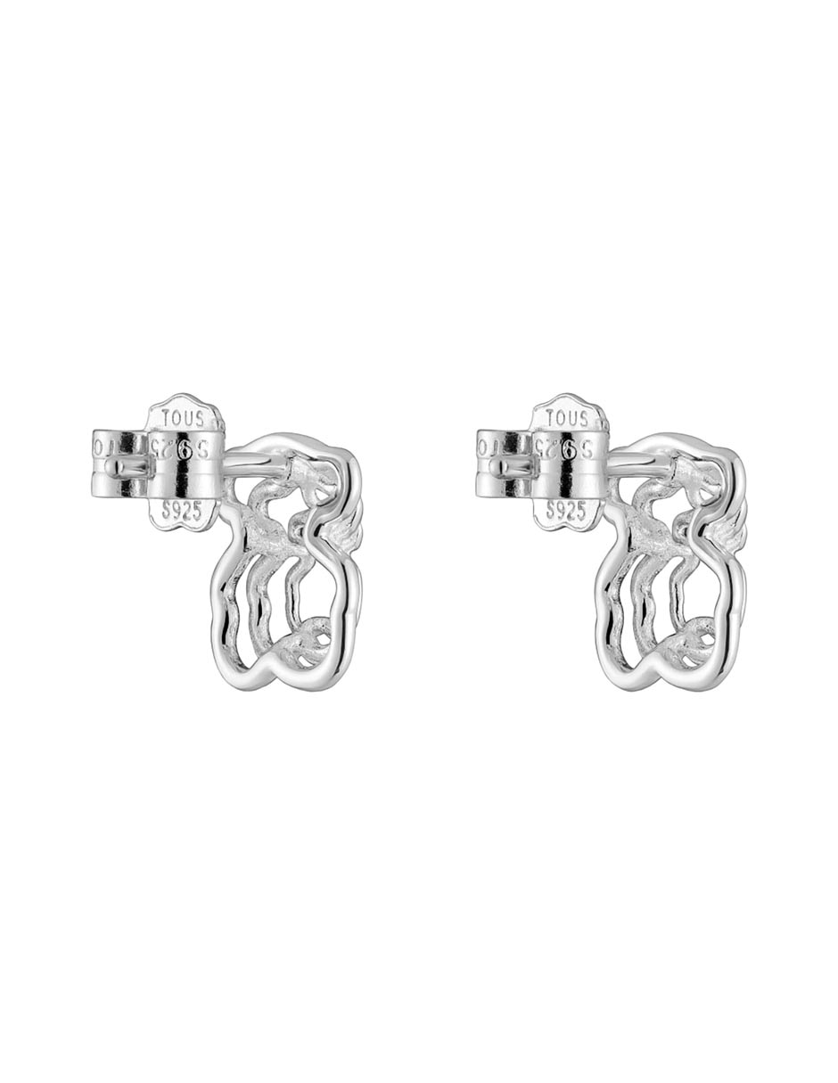 Broqueles de oso Bickie de plata P 925 con acabado brillante