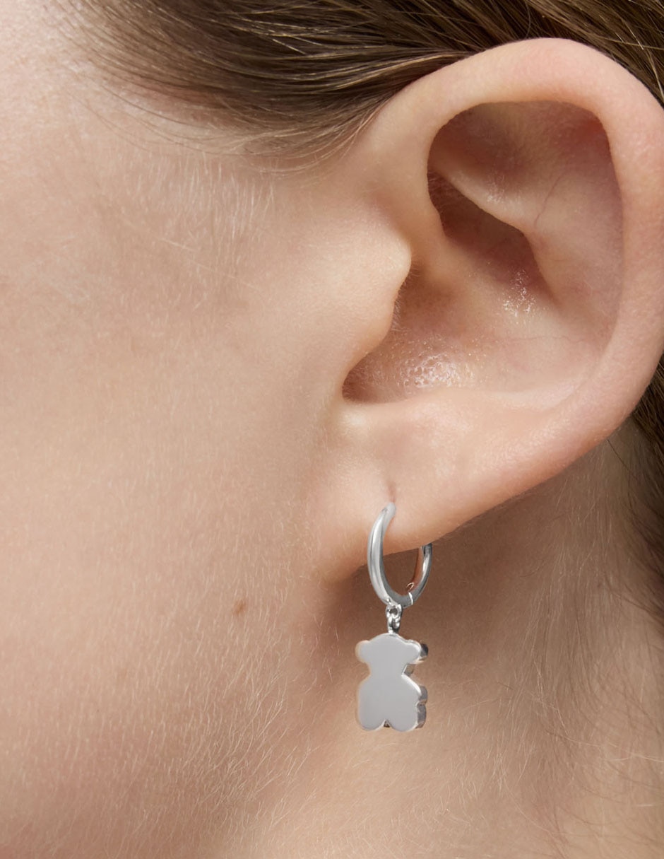 Aretes de aro de oso Sweer Dolls de plata P 925 con acabado brillante 6