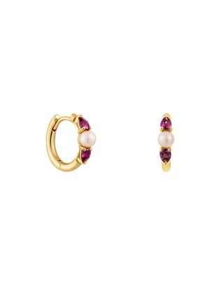 Aretes de aro Tous Ivette de oro blanco con acabado brillante perla
