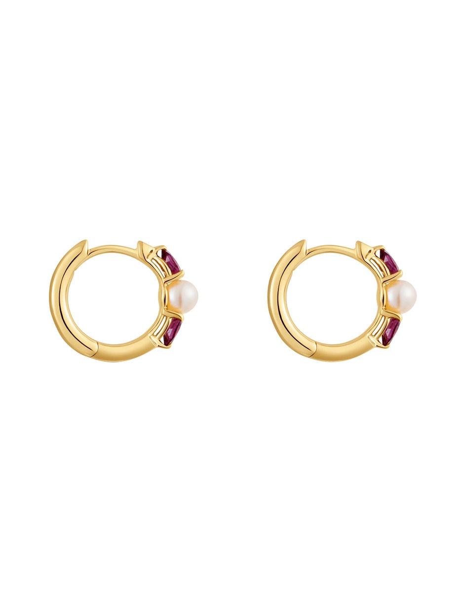 Aretes de aro Tous Ivette de oro blanco con acabado brillante perla