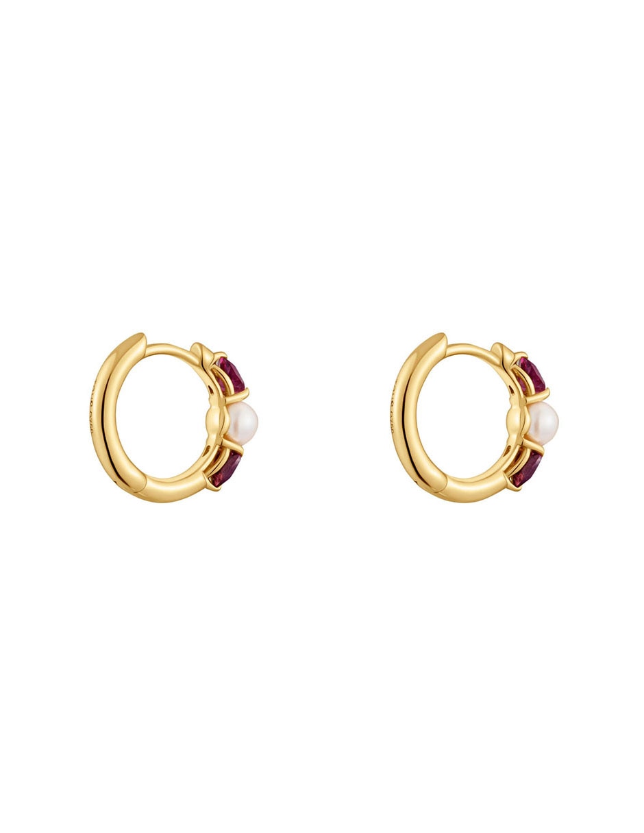 Aretes de aro Tous Ivette de oro blanco con acabado brillante perla
