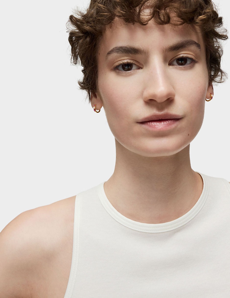 Aretes de aro Tous Ivette de oro blanco con acabado brillante perla