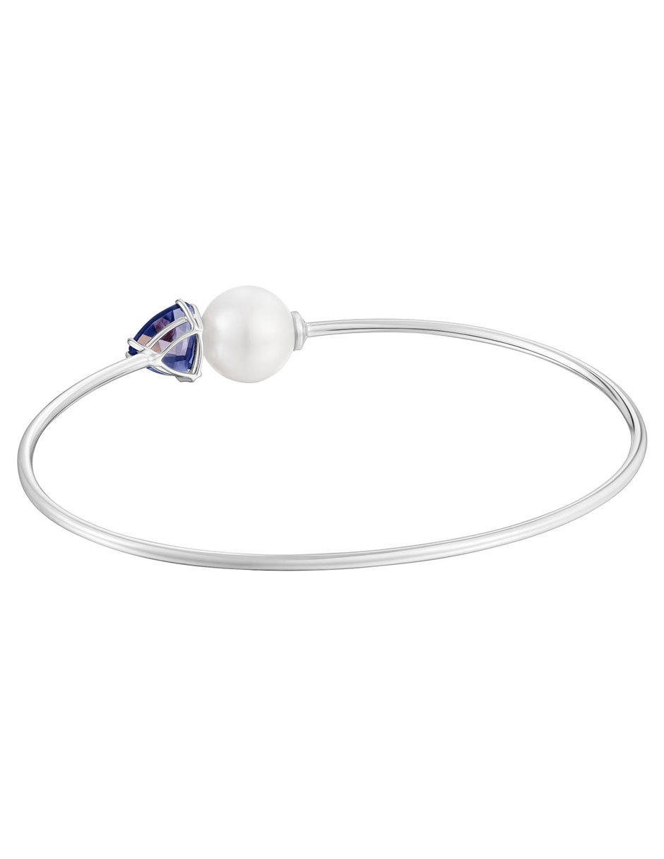 Pulsera de oro blanco 18 K Ivette con acabado liso 3
