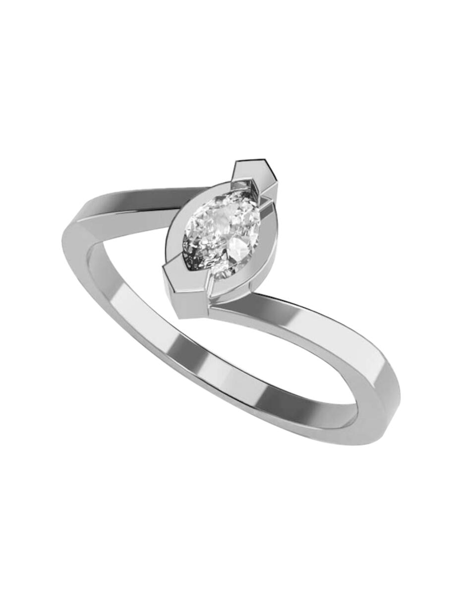 Anillo de compromiso de oro blanco 14 k amore mio diamante