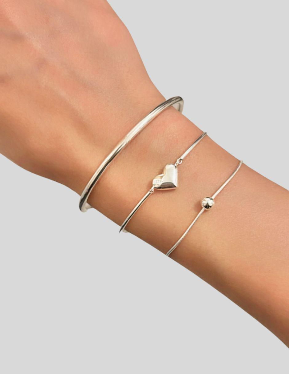 Brazalete de plata P 925 Corazón acabado lustre 7
