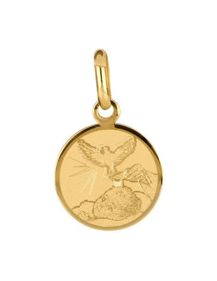 Medalla redonda Dinasti de oro amarillo 14 K