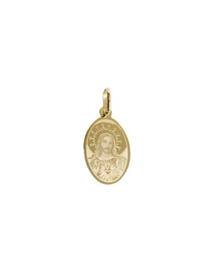 Medalla ovalada Dinasti Sagrado Corazón de oro amarillo 14 K