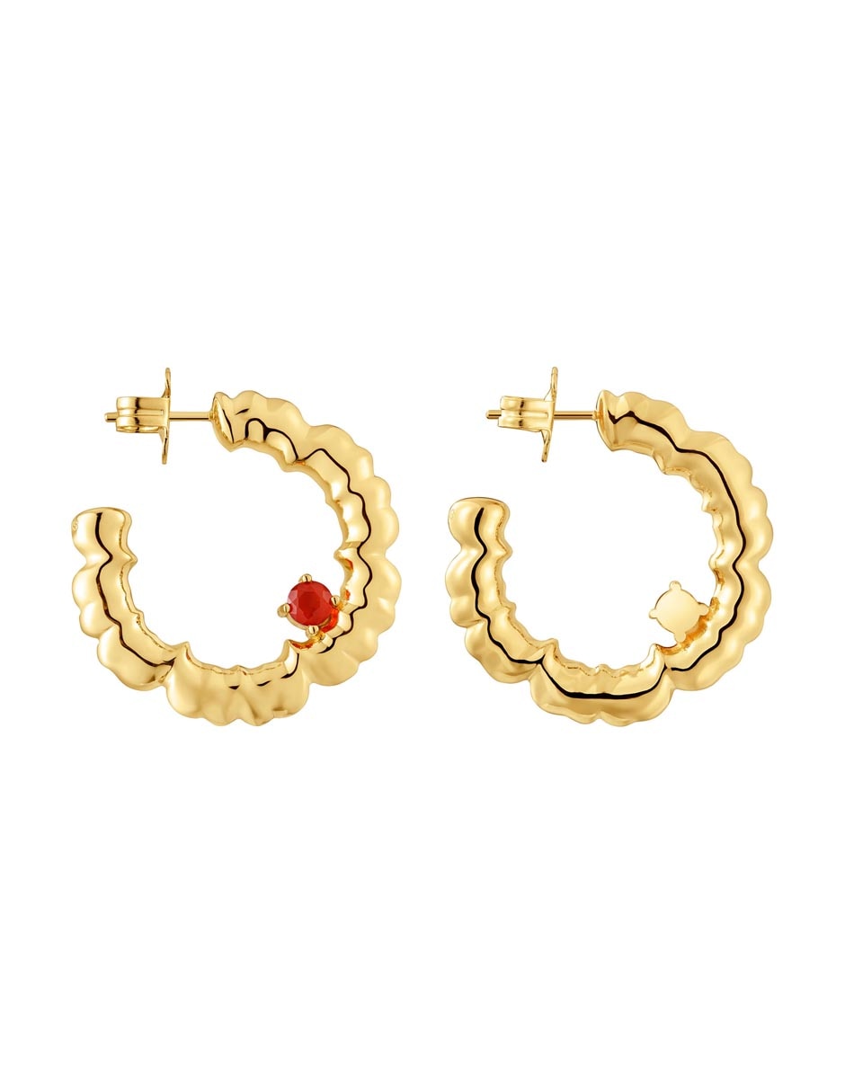 Aretes de aro de plata P 925 con acabado baño de oro 5