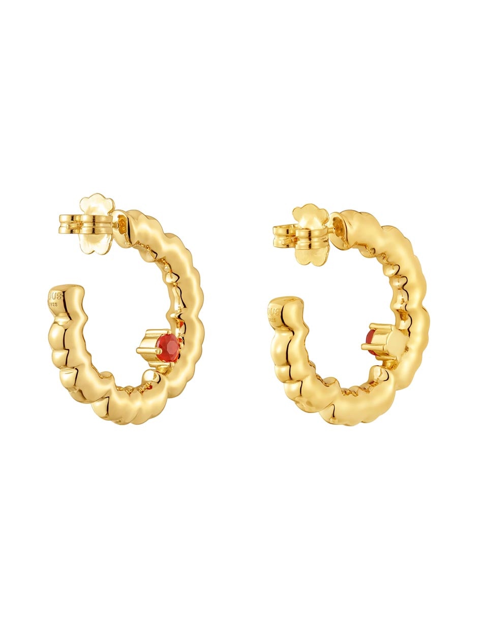 Aretes de aro de plata P 925 con acabado baño de oro 4