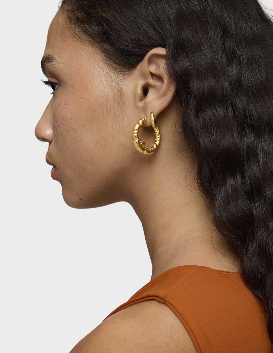 Aretes de aro de plata P 925 con acabado baño de oro 3