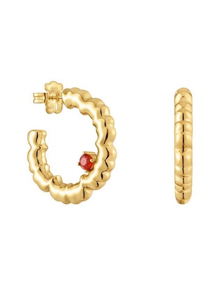Aretes de aro de plata P 925 con acabado baño de oro 1