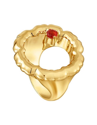 Anillo de flor Cachito Mío de plata P 925 cornalina con acabado baño de oro