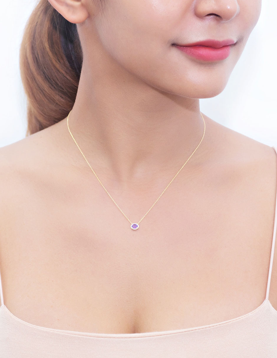 Collar de ovalado de oro amarillo 14 K 3
