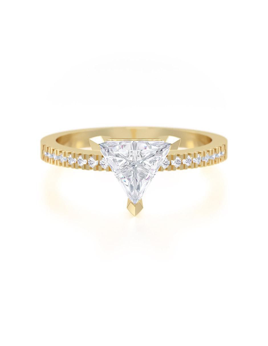 Anillo de compromiso de oro 14 K zirconia