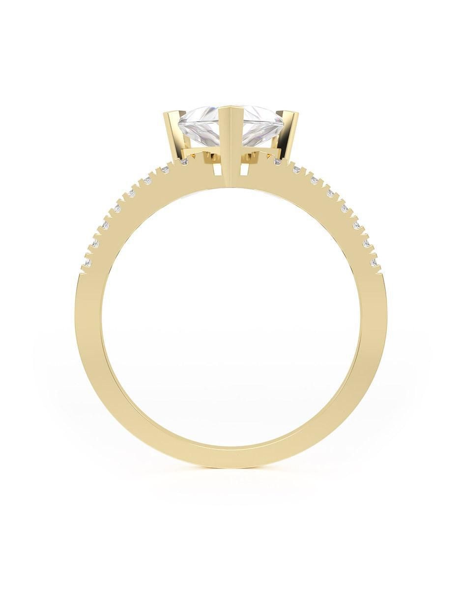 Anillo de compromiso de oro 14 K zirconia 5