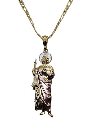 Collar con dije San Judas Tadeo Limerence By Claudia Herrera San Judas de oro laminado 14 K