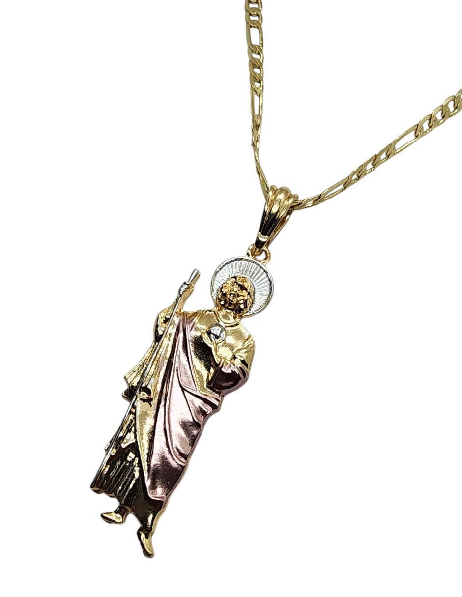 Collar con dije San Judas Tadeo San Judas de oro laminado 14 K 3