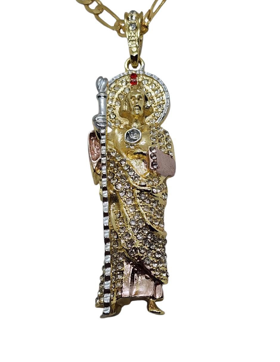 Collar con dije San Judas Tadeo de oro laminado 14 K 4