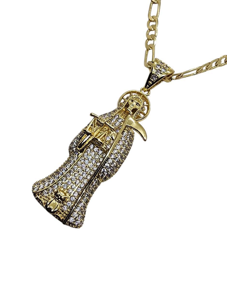 Collar con dije Limerence By Claudia Herrera Santa Muerte de oro laminado 14 K