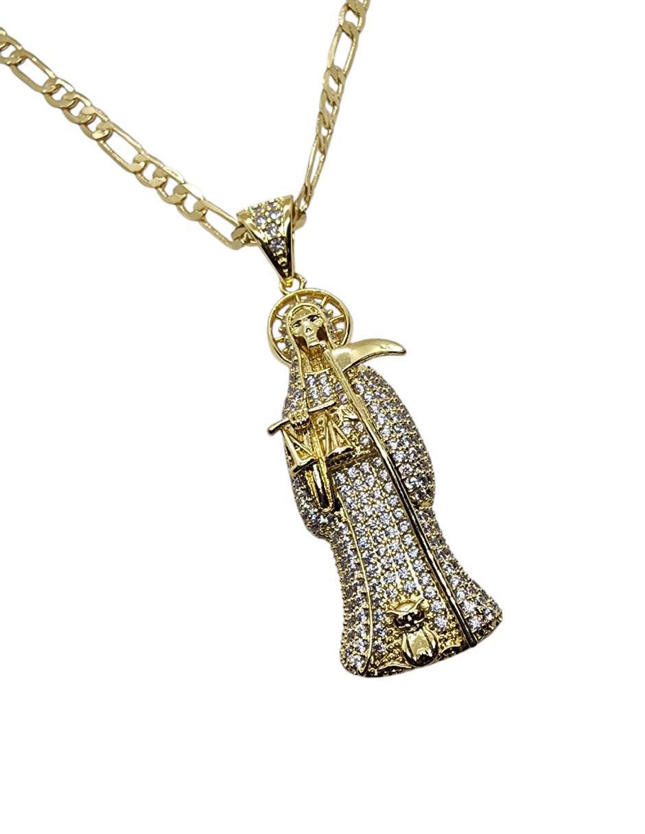 Collar con dije Limerence By Claudia Herrera Santa Muerte de oro laminado 14 K